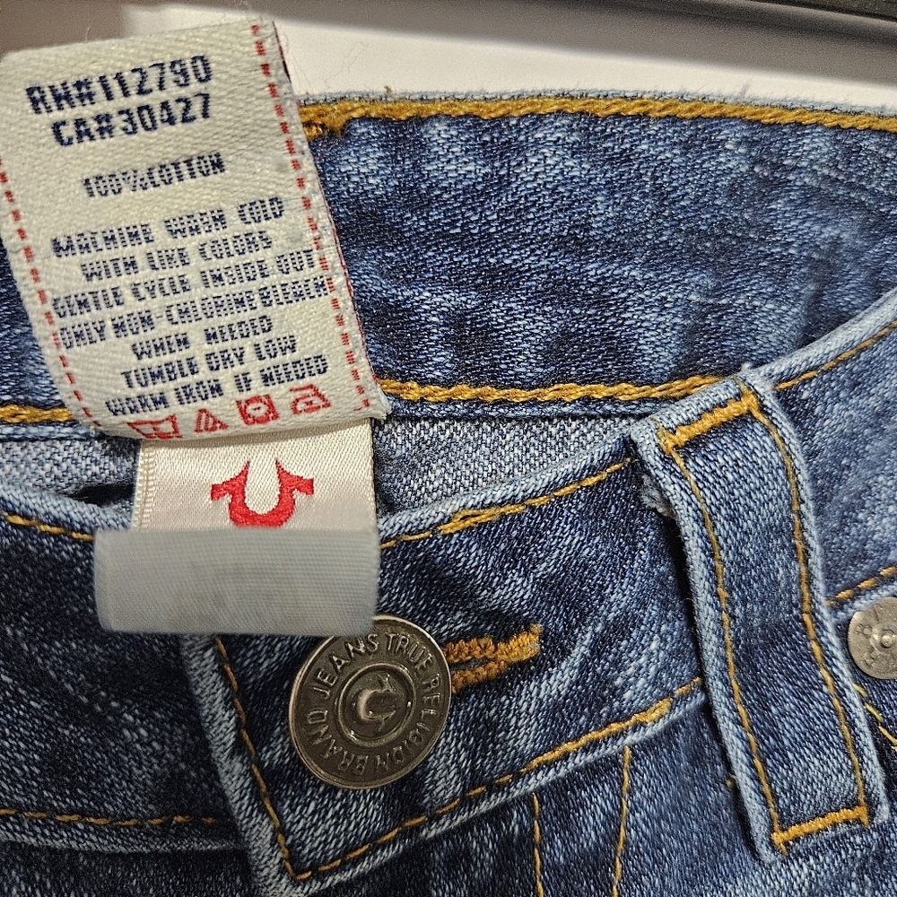 True Religion Women's Johnny Jeans Slim Straight Leg Dark Blue Sz 25 Y2k Vtg B16 - Picture 3 of 8